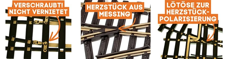 Weichen Messing R3 Set mit 2 digitalen Antrieben und 2 Gratis Weichenheizungen ML-Train 8200232 - Übersicht zum Aufbau der  Messingweiche