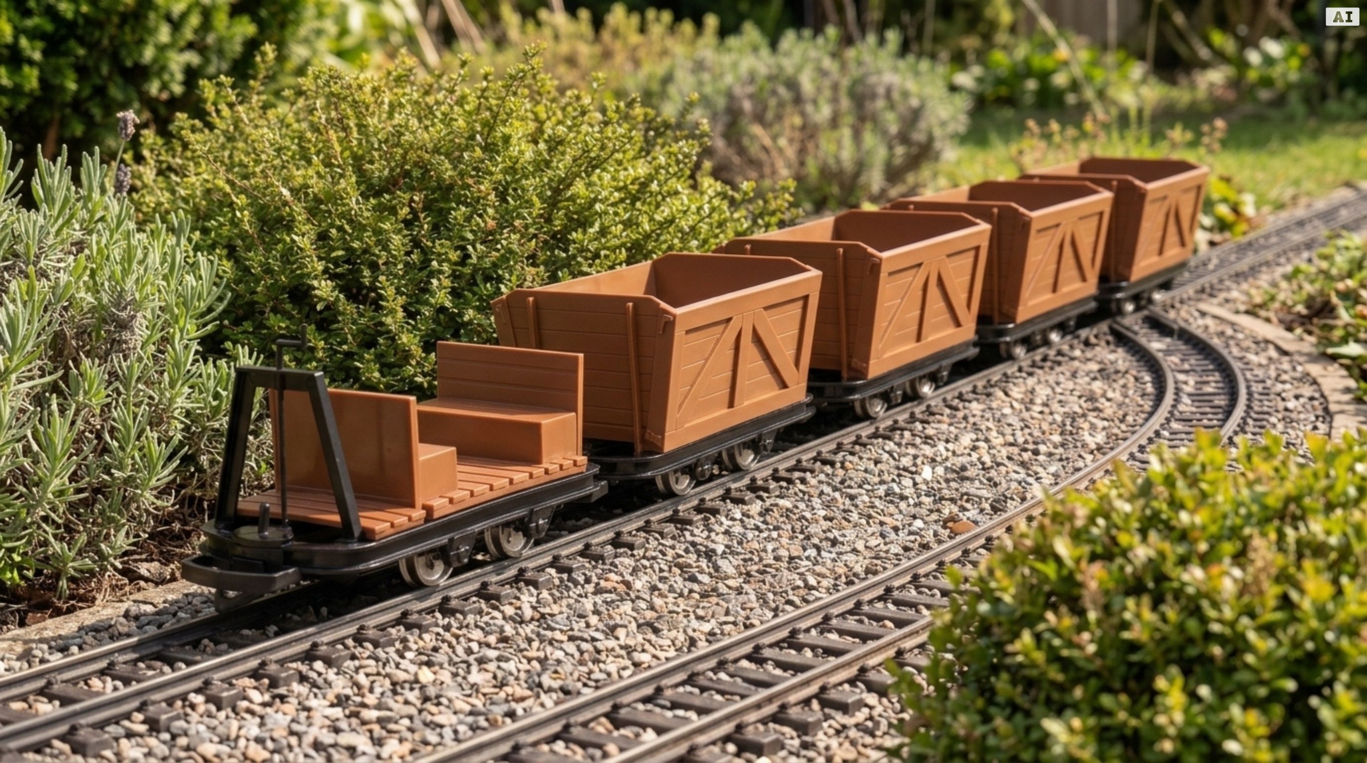 6er-Set Feldbahnwagen mit Lokführer Marius: 4 Torfloren und Mannschaftswagen, Bausatz Spur G, ML-Train 8200256 - Detaillierte Übersicht