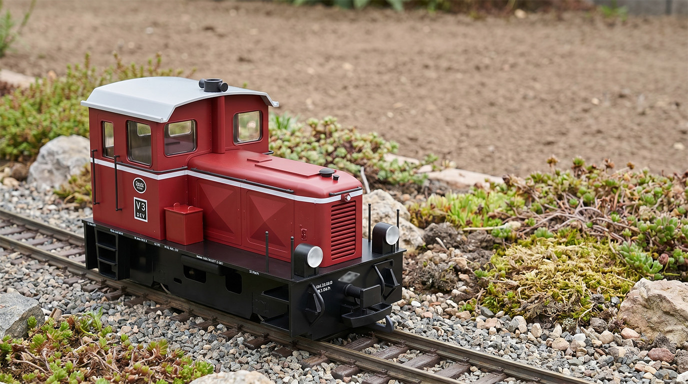 ML-Train Bausatz-Set Diesellok DEV V3 analog mit 2 Hochbordwagen braun – Art.-Nr. 8200291 - Güterzug für Spur G