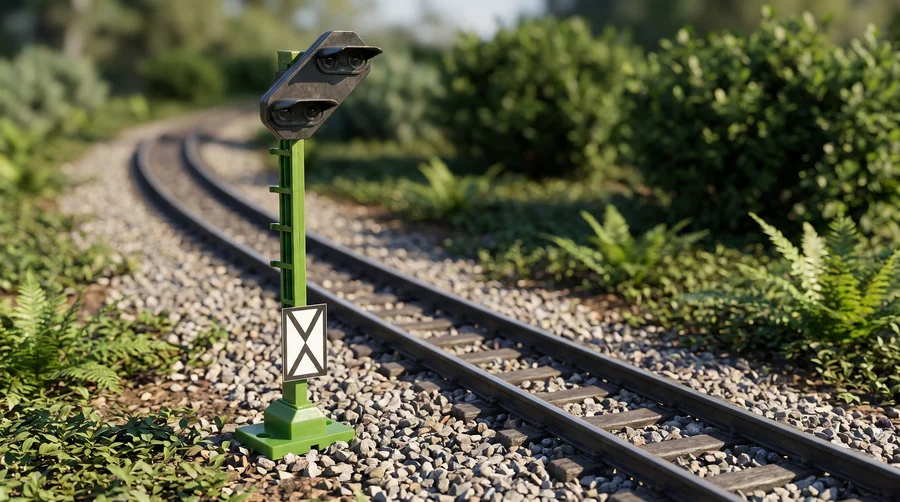 Lichtsignal Typ HV Vorsignal für Spur G analog / digital mit Decoder ML-Train 83804638 - Vorbildgerecht im Gleisfeld