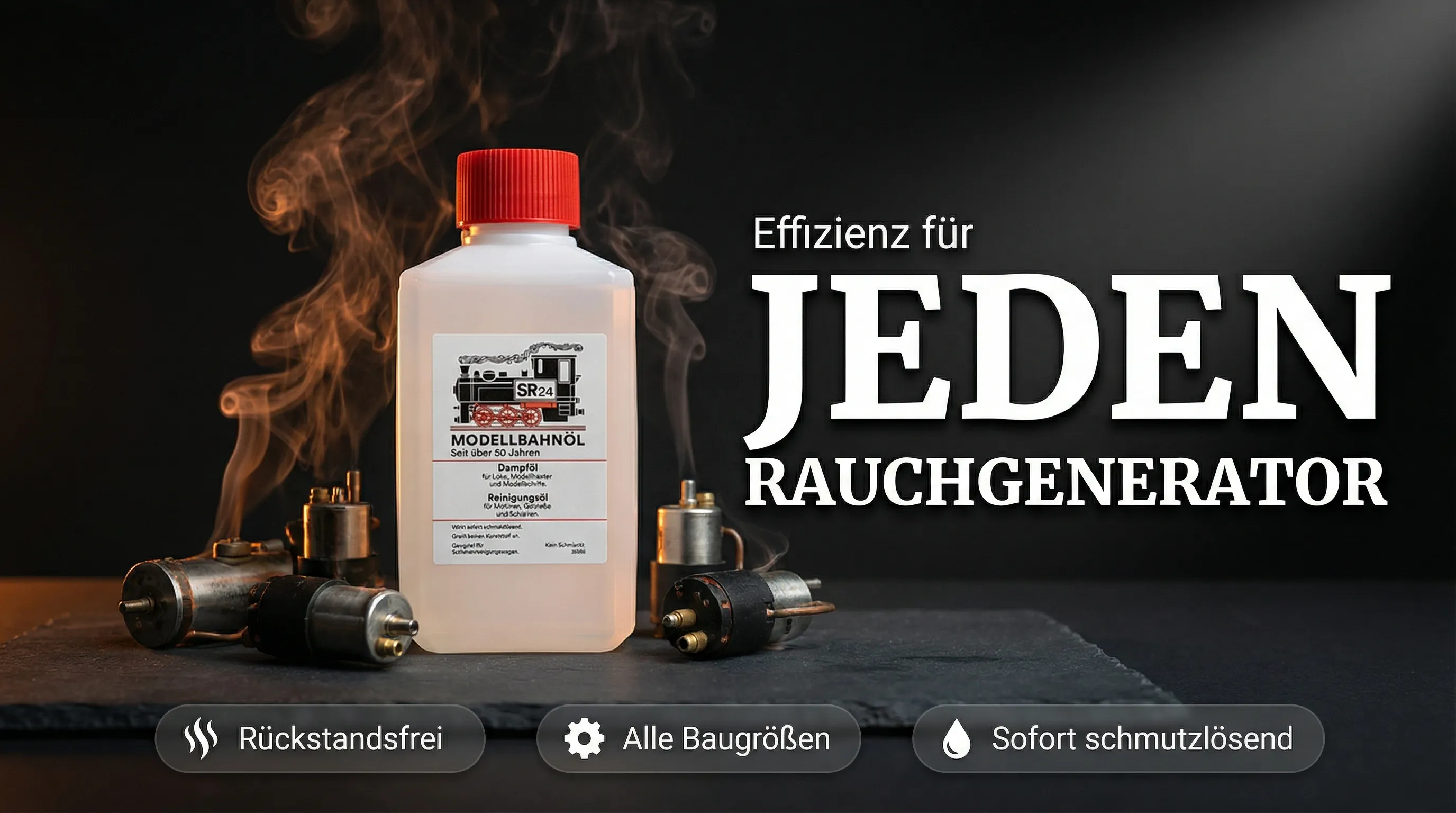 SR 24 Dampfflüssigkeit und Reinigungsöl 250 ml - Dampfgenuss und rückstandsfreie Schienenpflege