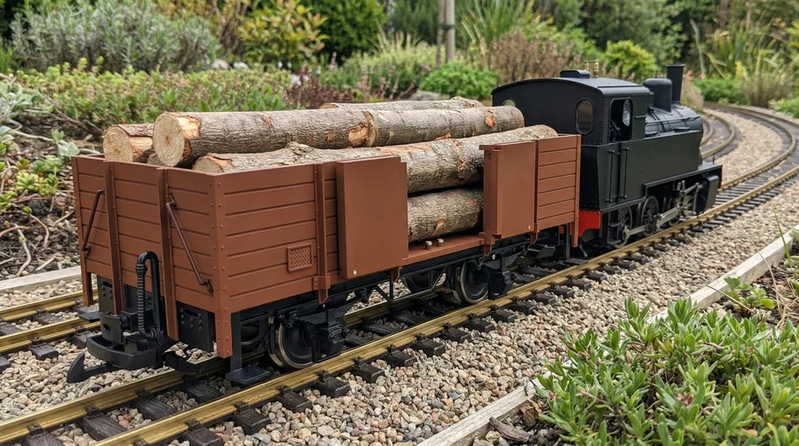 Hochbordwagen braun inkl. Türen mit Magnetverschluss und Edelstahlradsätzen als Spur G Bausatz ML-Train 88900060 - Funktionaler Gütertransport
