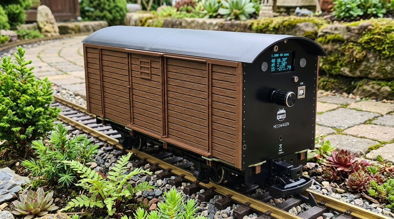 Mess-Güterwagen Spur G Bausatz braun – Diagnose-Wagen mit OLED-Display ML-Train 889190700 - Detaillierte Übersicht