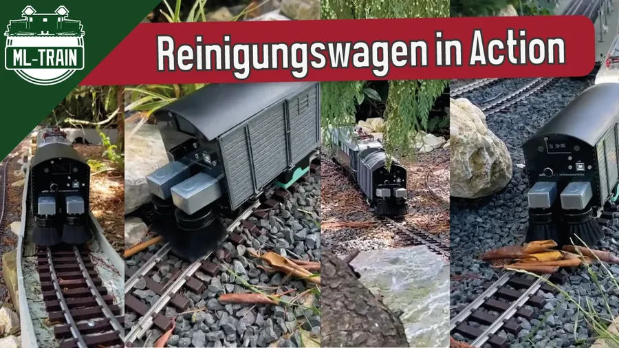 Effiziente Schienenreinigung für die Gartenbahn – unser Wagen in Aktion