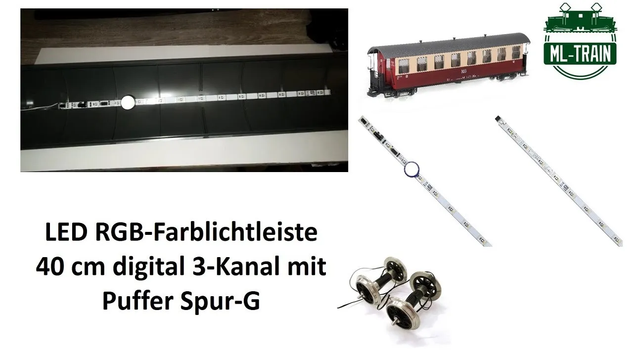 LED RGB-Farblichtleiste 40 cm digital 3-Kanal mit Puffer Spur-G ML-Train 83204307 (Produktvideo)