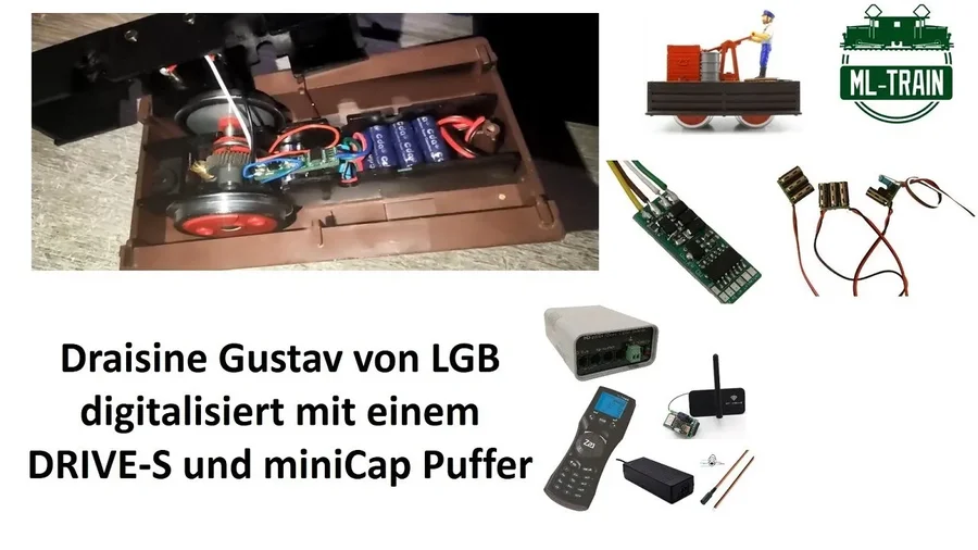 Draisine Gustav von LGB digitalisiert mit einem DRIVE-S und miniCap Puffer ML-Train (Produktvideo)