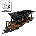 Feldbahn-Flachwagen mit Doppel-Kipplore schwarz als Bausatz Spur G ML-Train 88919372