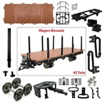 Rungenwagen Bausatz Spur G braun/schwarz – 42 Teile, Metall-Speichenradsätze 31 mm ML-Train 88923560