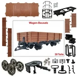 Niederbordwagen gerade braun Bausatz Spur G mit Metall-Speichenradsatz 31 mm ML-Train 88923580