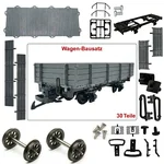 Niederbordwagen grau Spur G Bausatz mit Metall-Speichenradsätzen 31 mm – 30 Teile ML-Train 88923590