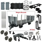 Rungenwagen Bausatz Spur G schwarz/grau mit Metall-Speichenradsätzen 31 mm – 44 Teile ML-Train 88923600