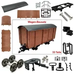 Gedeckter Güterwagen braun Spur G Bausatz mit Metall-Speichenradsätzen 31 mm ML-Train 88923620